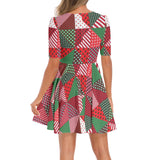 Short Sleeve Ruched Bust Flared Hem Dress