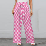 purple eclectic stripe print 2A Strappy Elastic Waist Wide Leg Pants with Pockets