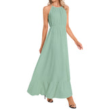 Enchanted Ruffle Hem Halter Neck Maxi Dress