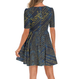 Short Sleeve Ruched Bust Flared Hem Dress