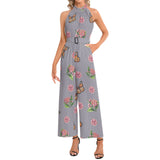 Halter Neck Buckle Belted Jumpsuit