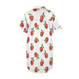 apples swimwear print Short Sleeve Button Front Shirt Dress