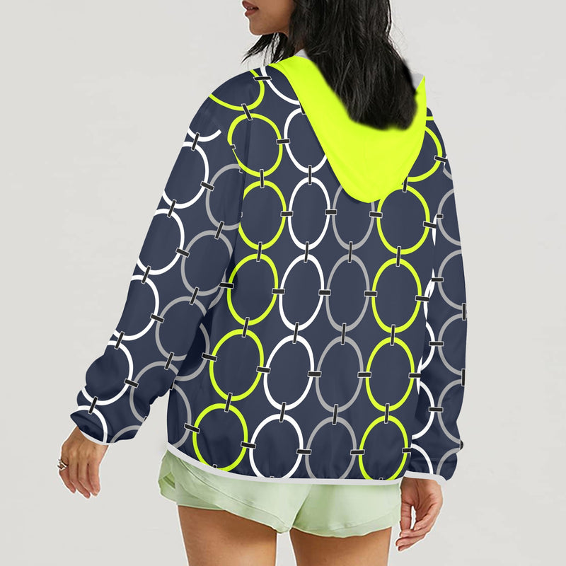 neon green solid 10B Women's Lightweight Sun Protection Hoodie (Model H62)