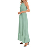 Enchanted Ruffle Hem Halter Neck Maxi Dress