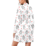 teddy bear and hearts print 2A Women's Long Sleeve Belted Night Robe