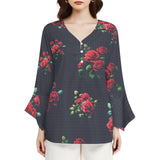 Women&#039;s V-Neck Petal Sleeve Blouse Petal sleeve top