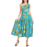 Ruffle Hem One Shoulder Midi Dress