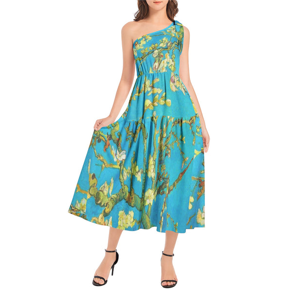 Ruffle Hem One Shoulder Midi Dress