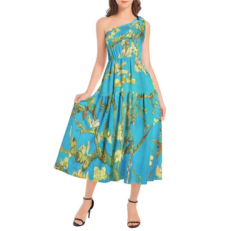 Ruffle Hem One Shoulder Midi Dress