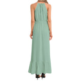 Enchanted Ruffle Hem Halter Neck Maxi Dress