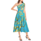 Ruffle Hem One Shoulder Midi Dress