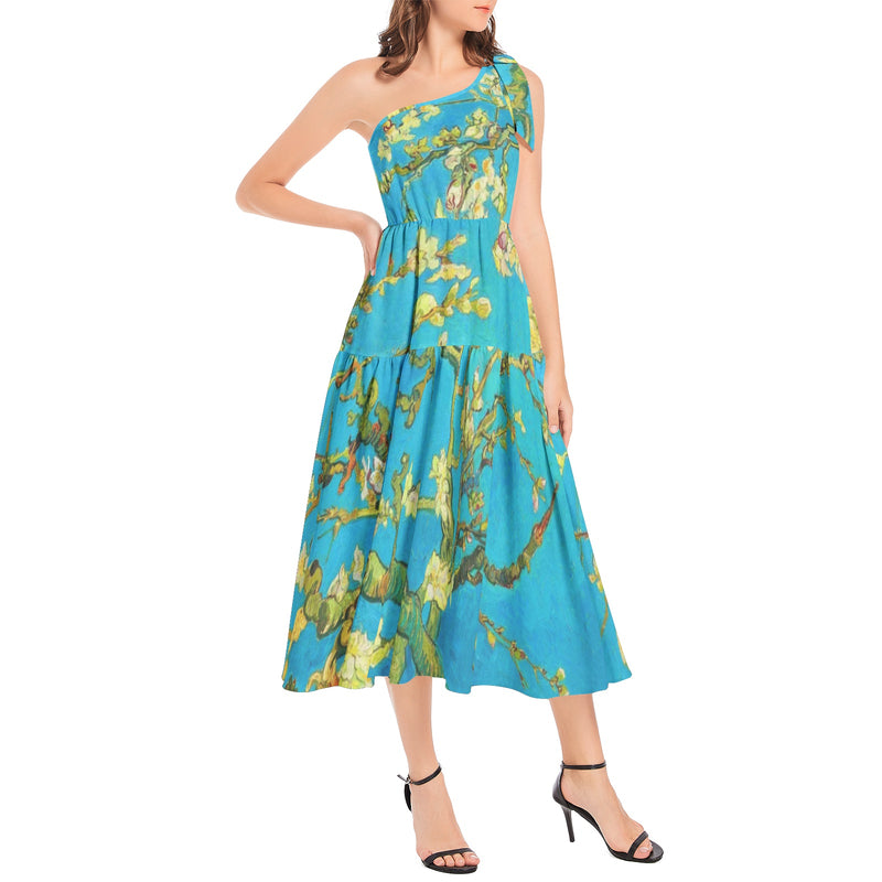 Ruffle Hem One Shoulder Midi Dress