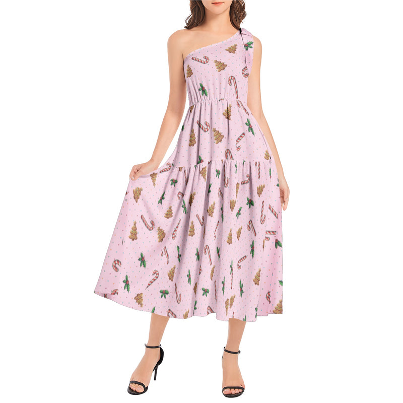 Ruffle Hem One Shoulder Midi Dress