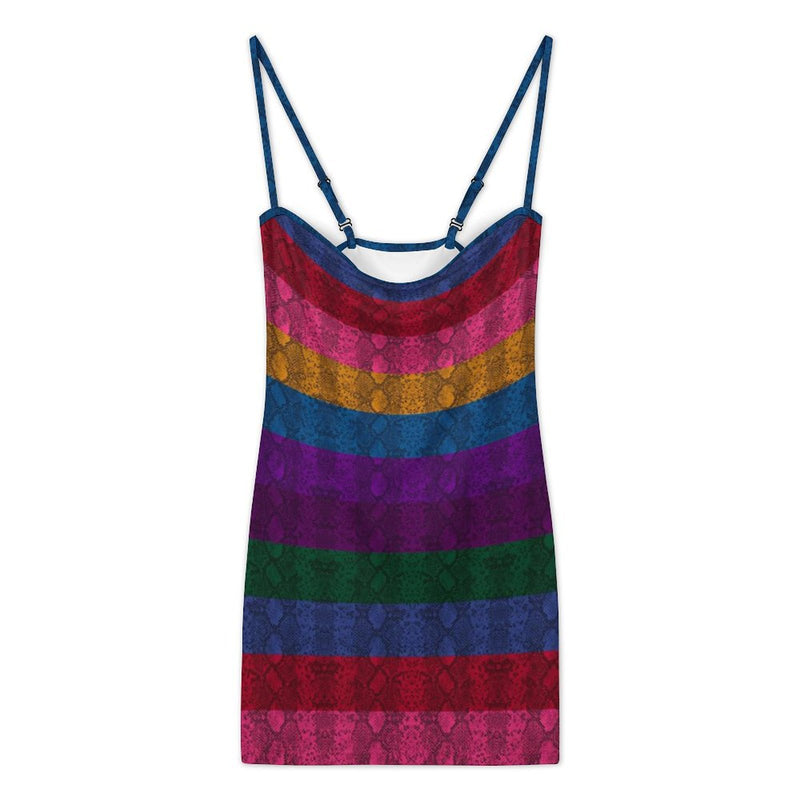 Multicolored Snakeskin Bodycon Cami Dress