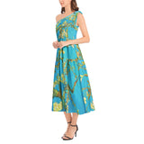 Ruffle Hem One Shoulder Midi Dress