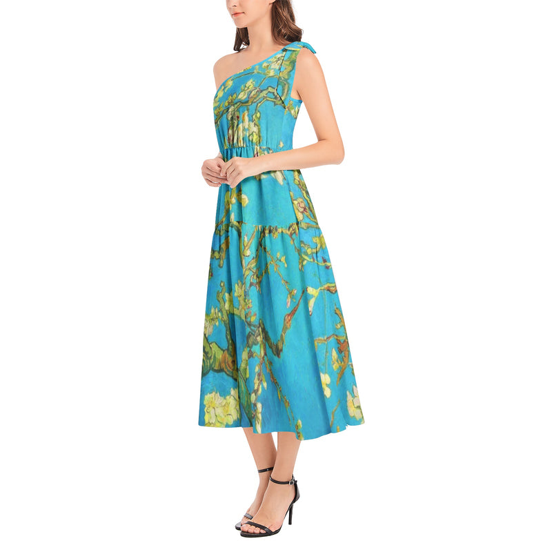 Ruffle Hem One Shoulder Midi Dress