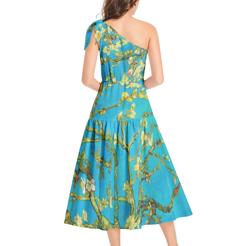 Ruffle Hem One Shoulder Midi Dress