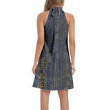 Tie Back Halter Neck Flared Dress