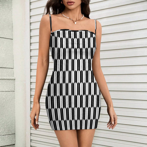 Black and White Bodycon Cami Dress