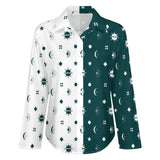 Long Sleeve Blouse (B648) Cropped hem shirt