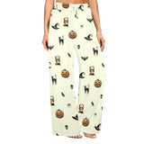 halloween frankenstein print Women's Wide Leg Lounge Pants (Model L77)