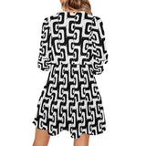 bw odd pattern print V-Neck Loose Fit Dress (Model D62)