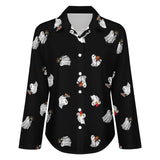 Long Sleeve Blouse (B648) Cropped hem shirt