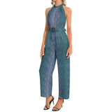 Halter Neck Buckle Belted Jumpsuit