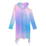 Long sleeved off shoulder skirt Off-Shoulder Hooded Dress