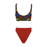 paw red print Sport Top & High-Waisted Bikini Swimsuit (Model S07)