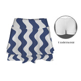 wavy delft print High Waist Layered Ruffle Pockets Sports Skirt