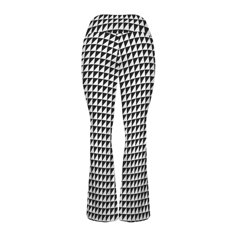 triangle black print High Waist Crossover Tummy Control Flare Leggings