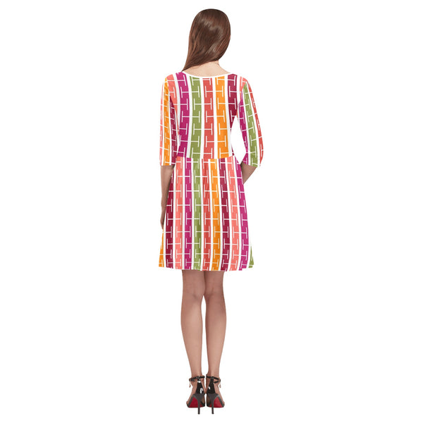 lifesaver colored print Tethys Half-Sleeve Skater Dress(Model D20)