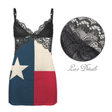 tex flag print 2z Lace Low Cut Backless Cami Dress (D72)