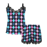 argyle print 1 Women's Lace Camisole Pajama Set