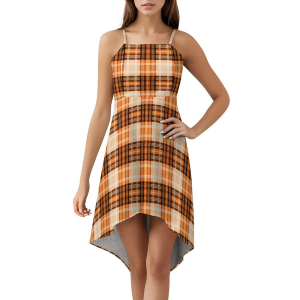 Women&#039;s High-Low Spaghetti Strap Dress Tailcoat skirt