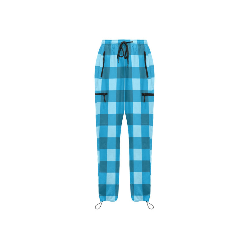 blue plaid print 3 Women's Quick Dry Cargo Sweatpants (Model L65)