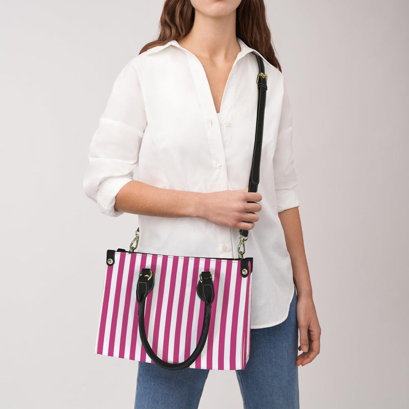 striped print 2 PU Leather Handbag-Small (Model 1747)