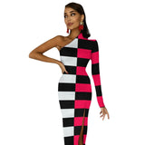 One-Shoulder Slit Maxi Dress Half sleeve split dress