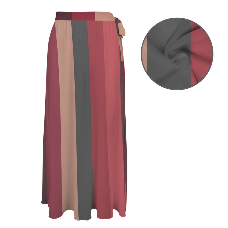 striped hibiscus print 3C Women's Long Knot Side Cover Up