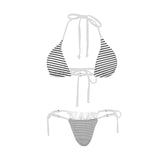 striped bw print 2 Women's Halter String Bikini Set