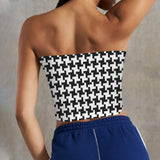 bw ht print Basic Backless Tube Crop Top