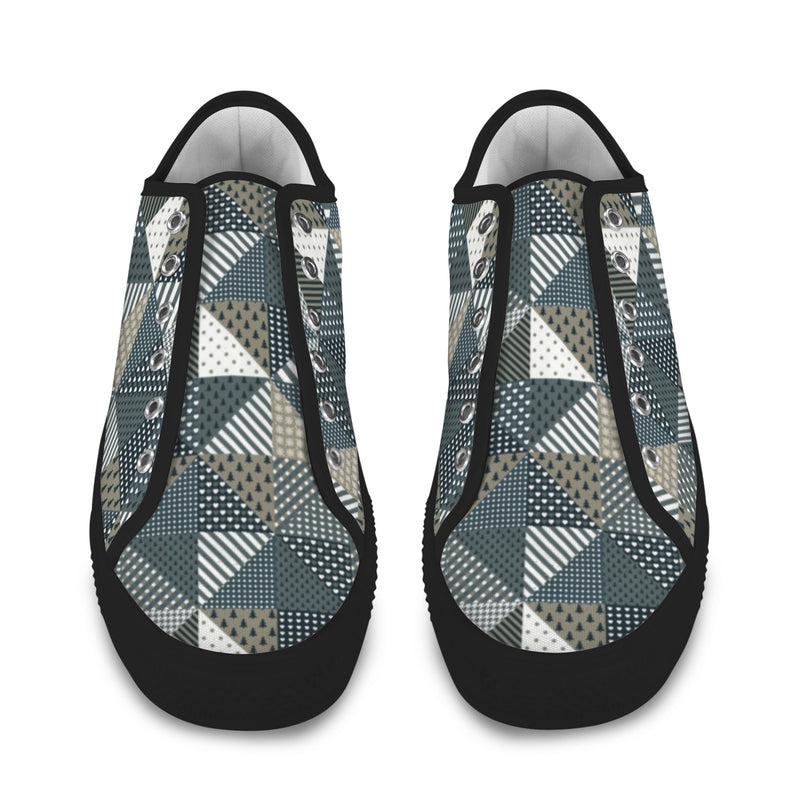 xmas split tone patchwork print Seattle Low Top Men's Shoes (Model 1013-6)