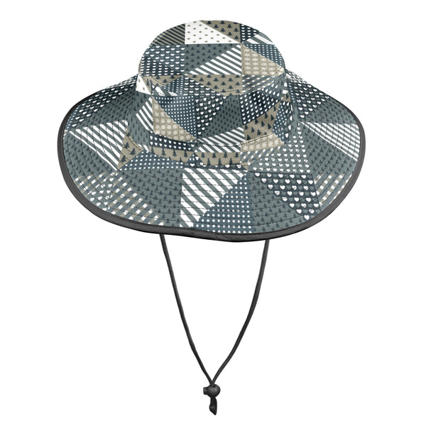 xmas split tone patchwork print Wide Brim Bucket Hat