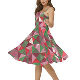 Sleeveless Square Neck Flare Hem Midi Dress