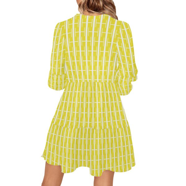 lemon alt print V-Neck Loose Fit Dress (Model D62)