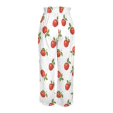 apple solid print Strappy Elastic Waist Wide Leg Pants with Pockets