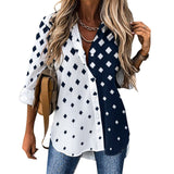 Falling Diamond Long Sleeve Cropped Hem Blouse