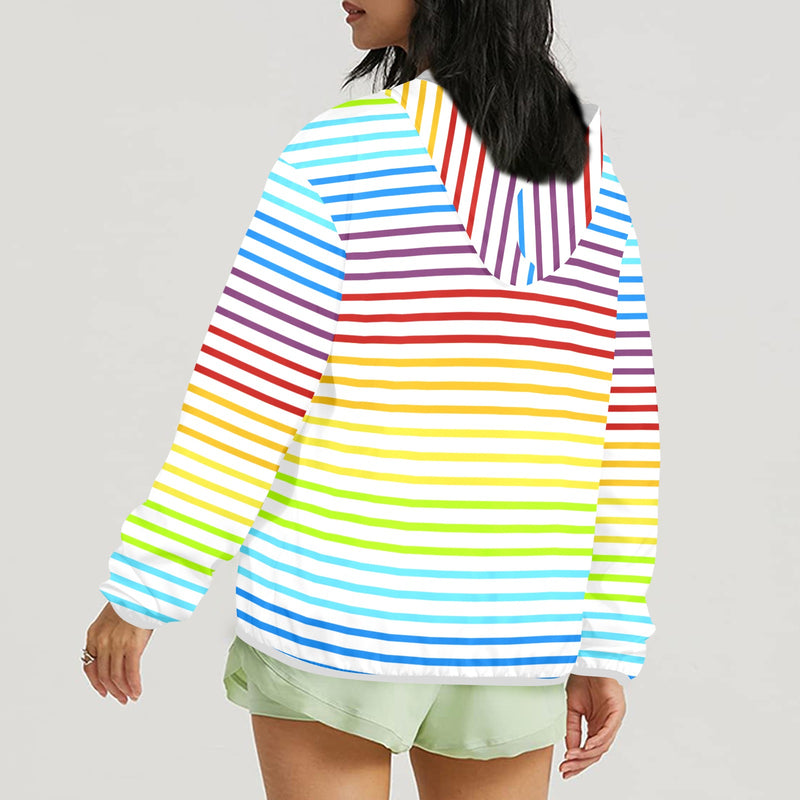 3bg spectrum front Women's Lightweight Sun Protection Hoodie (Model H62)