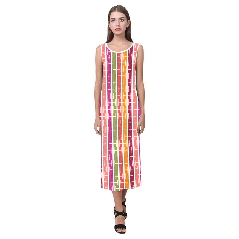 lifesaver colored print Phaedra Sleeveless Open Fork Long Dress (Model D08)